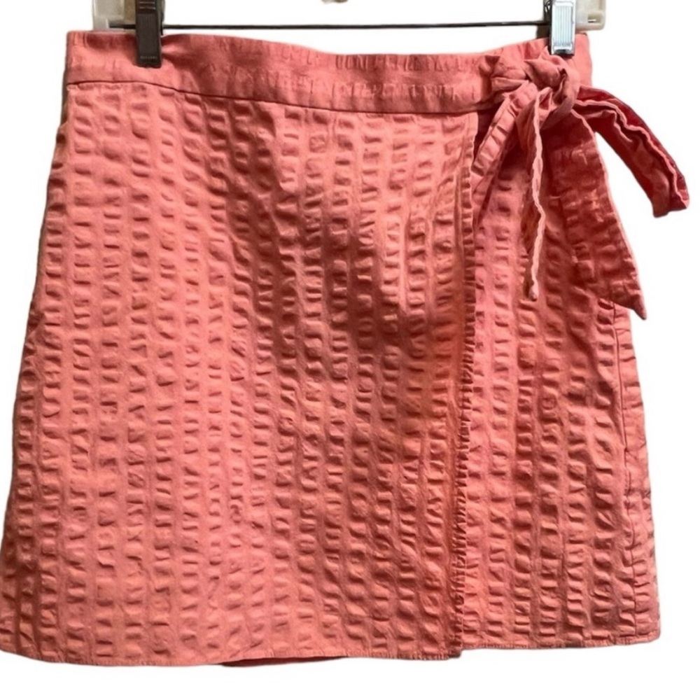 J. Crew textured faux wrap skirt, orange, size 6